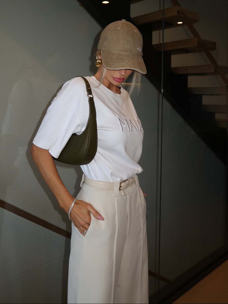 Elira Pant - Stylish High Waist Wide Leg Pants in Textured Tofu