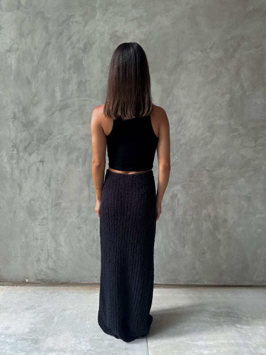 Stella Maxi Skirt - Versatile Knit Maxi Skirt Onyx