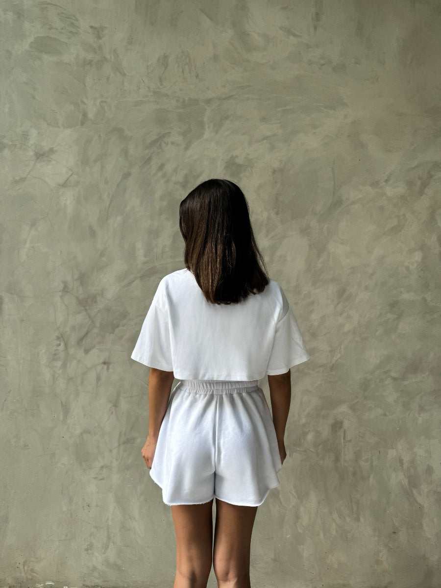 Aly Cropped Tee White - Stylish Heavyweight Cotton Tee