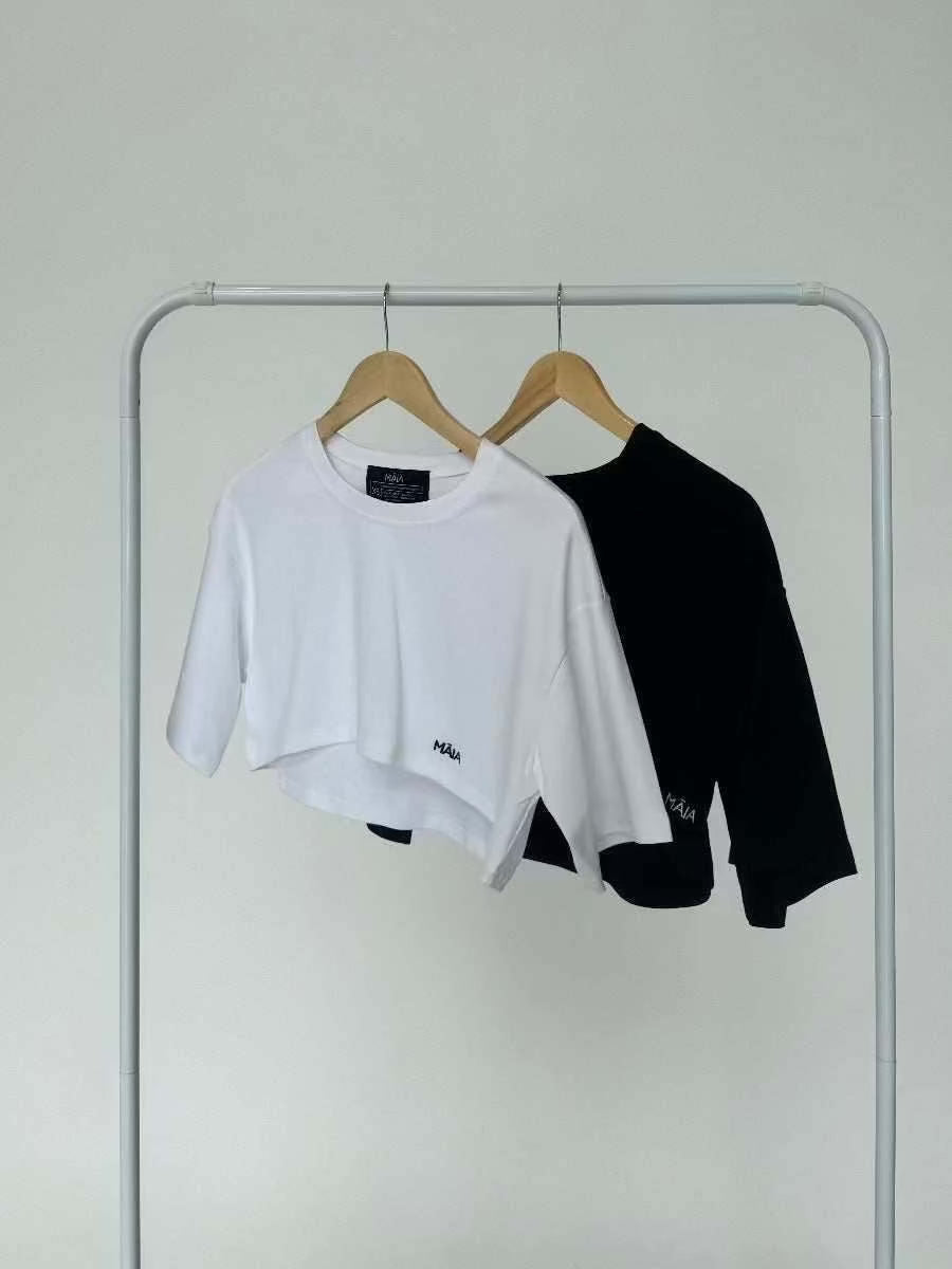 Aly Cropped Tee Black - Stylish Heavyweight Cotton Tee
