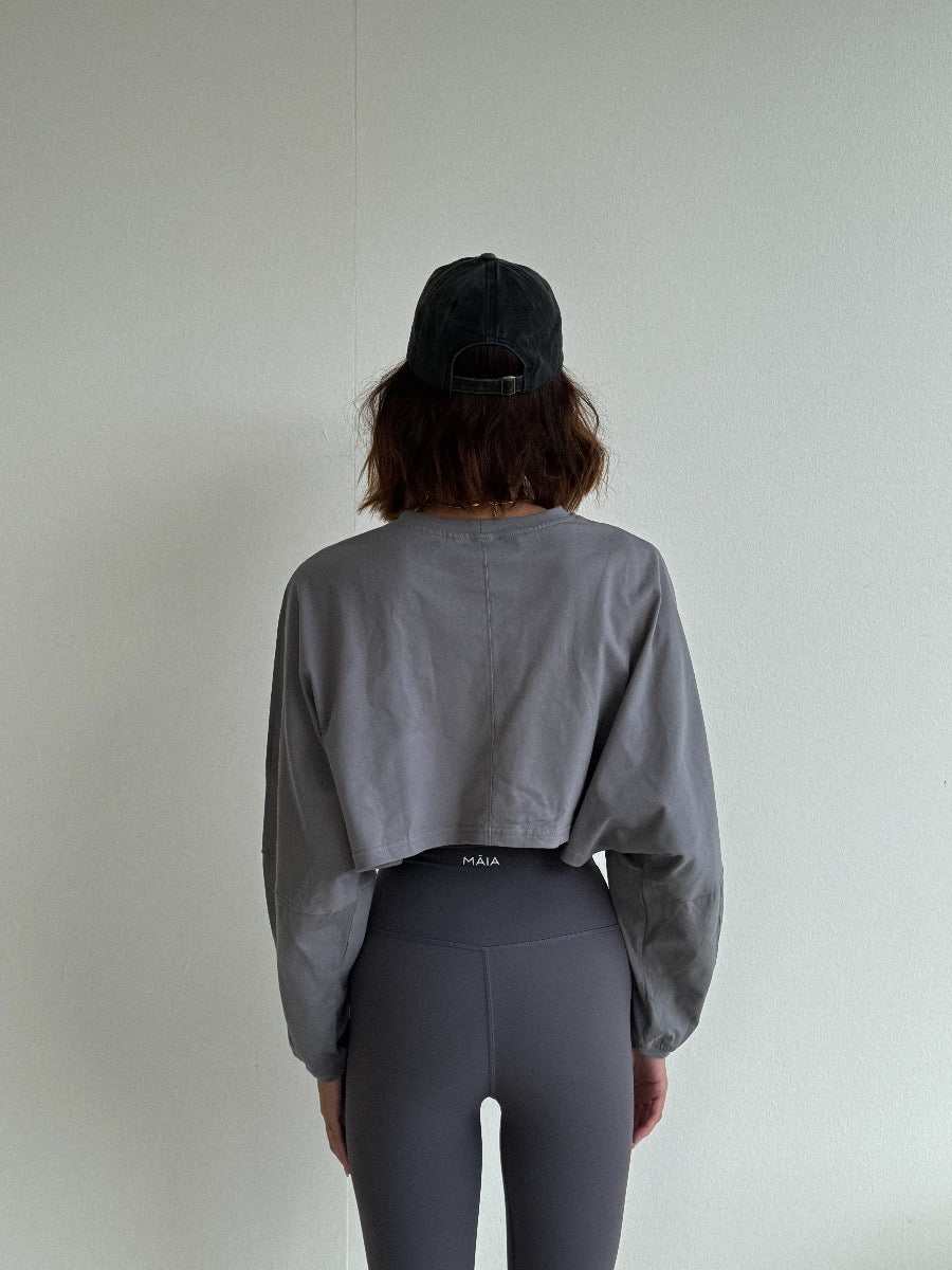 Nyla Crop Long Sleeve - Cropped Crew Neck Comfort Top
