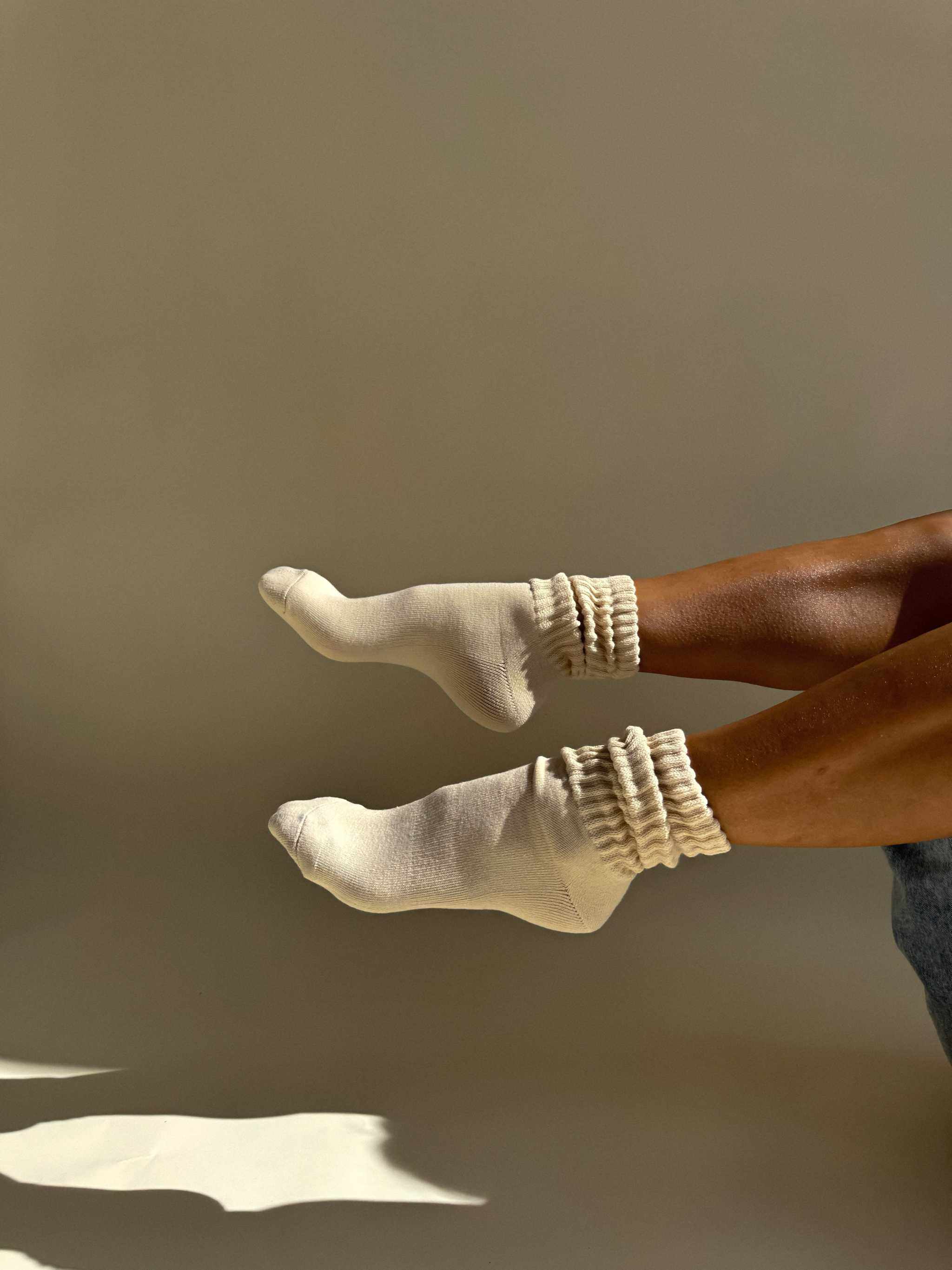 Crew Sock Beige - Soft Vintage Style 