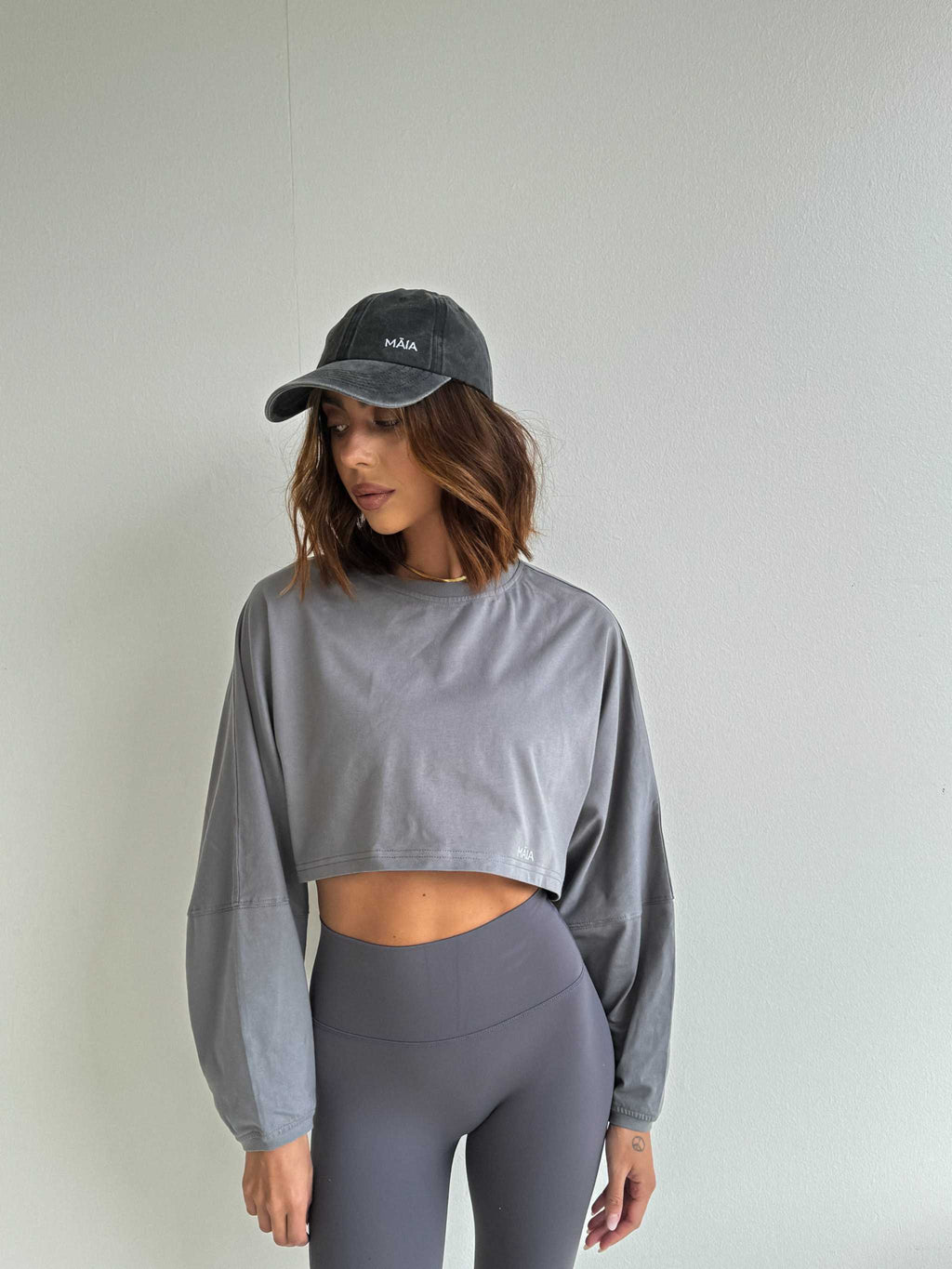 Nyla Crop Long Sleeve - Cropped Crew Neck Comfort Top