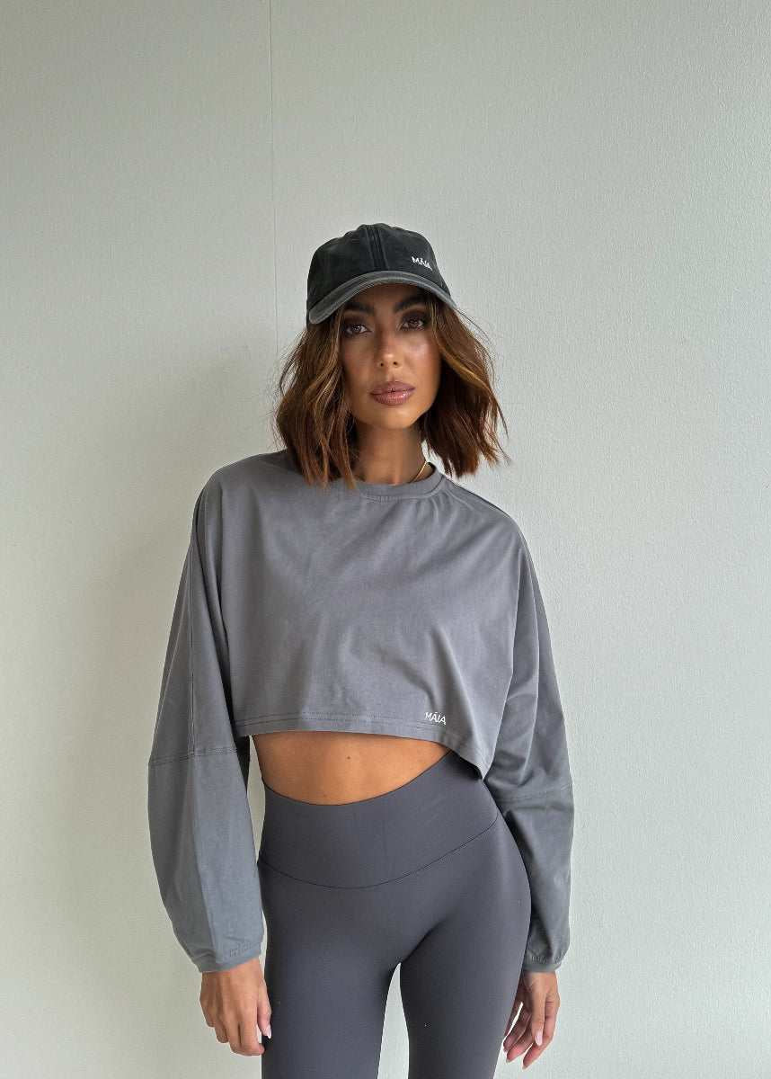 Nyla Crop Long Sleeve - Cropped Crew Neck Comfort Top
